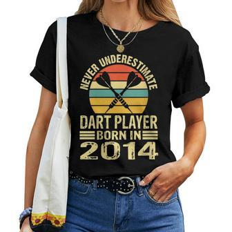 Never Underestimate Dart Player Born In 2014 Dart Darts Women T-shirt | Mazezy AU