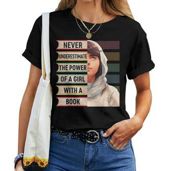 Never Underestimate A Girl With A Book Malala Yousafzai Women T-shirt - Thegiftio UK