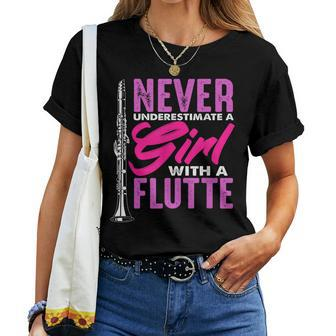 Never Underestimate An Girl With A Flute Cute Girls Women T-shirt - Thegiftio UK