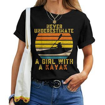Never Underestimate A Girl With A Kayak Vintage Kayaking Women T-shirt - Monsterry CA
