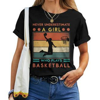 Never Underestimate A Girl Who Plays Basketball Girls Women T-shirt | Mazezy