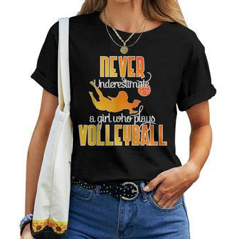 Never Underestimate A Girl Who Plays Volleyball Women T-shirt - Monsterry DE