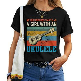 Never Underestimate A Girl With A Ukulele Music Women T-shirt - Seseable
