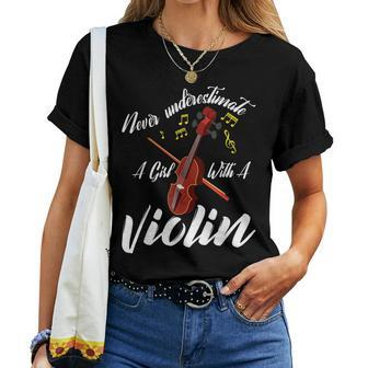 Never Underestimate A Girl With Violin Women T-shirt - Monsterry AU