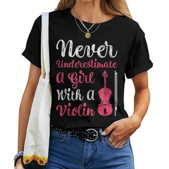 Never Underestimate A Girl With A Violin For Girls Women T-shirt - Monsterry AU