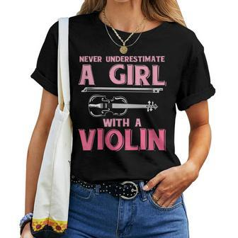 Never Underestimate A Girl With A Violin Women T-shirt - Seseable