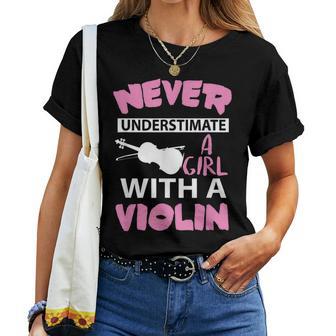 Never Underestimate A Girl With A Violin Women Women T-shirt - Thegiftio UK