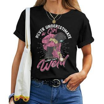 Never Underestimate A Girl Who Can Weld Welder Women T-shirt | Mazezy