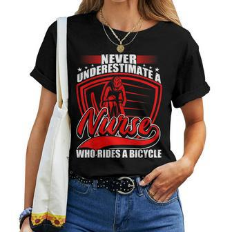 Never Underestimate A Nurse Who Rides A Bicycle Women T-shirt - Monsterry CA