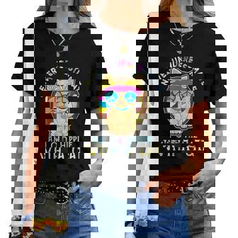 Never Underestimate An Old Hippie With A Cat Hippie Girls Women T-shirt | Mazezy