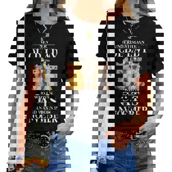 Never Underestimate An Old Lady Who Loves Cats Born November Women T-shirt | Mazezy