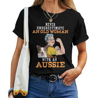 Never Underestimate An Old Woman With An Aussie Women T-shirt | Mazezy