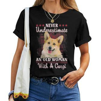 Never Underestimate An Old Woman With A Corgi Women T-shirt | Mazezy