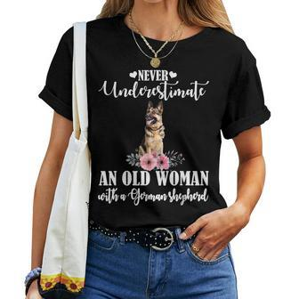 Never Underestimate An Old Woman With German Sheperd Women T-shirt - Monsterry UK