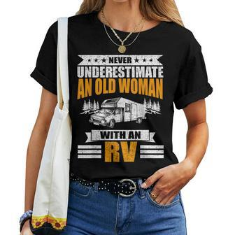 Never Underestimate An Old Woman With An Rv Camping Women T-shirt - Monsterry DE