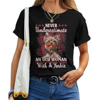 Never Underestimate An Old Woman With A Yorkshire Terrier Women T-shirt | Mazezy