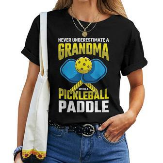 Never Underestimate A Pickleball Grandma Player Funny Cute Women T-shirt - Seseable