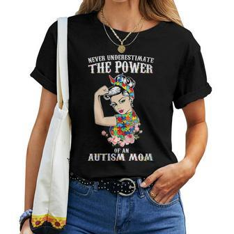 Never Underestimate The Power Of An Autism Mom Autism Aware Women T-shirt - Seseable