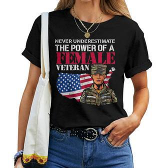Never Underestimate The Power Of Female Veteran Cool Amazing Women T-shirt - Seseable