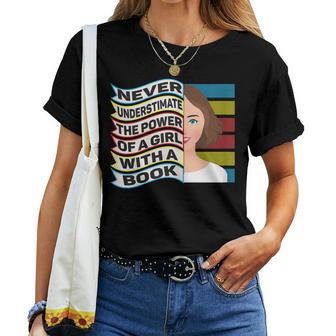 Never Underestimate Power Of Girl With Book Young Rbg Women T-shirt | Mazezy