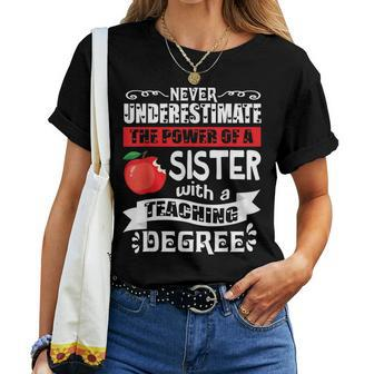 Never Underestimate Power Of A Sister With A Teaching Degree Women T-shirt - Monsterry UK