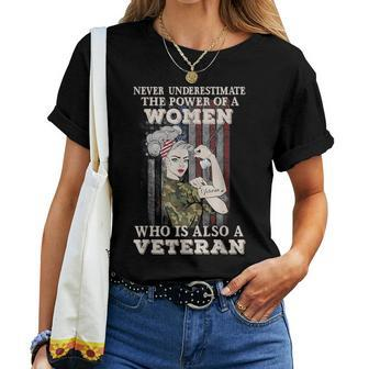 Never Underestimate The Power Of A Veteran Women T-shirt - Monsterry AU