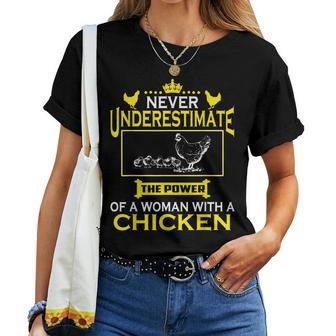 Never Underestimate The Power Of Woman With Chicken Farmer T Women T-shirt - Seseable