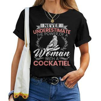Never Underestimate The Power Of A Woman With A Cockatiel Women T-shirt - Thegiftio UK