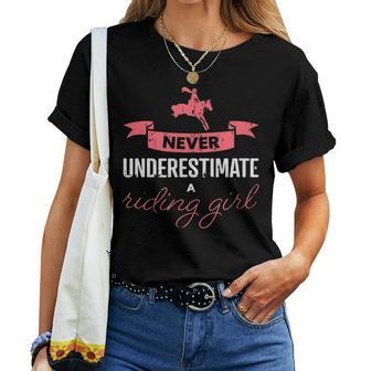 Never Underestimate A Riding Girl Horse Riding Women T-shirt - Thegiftio