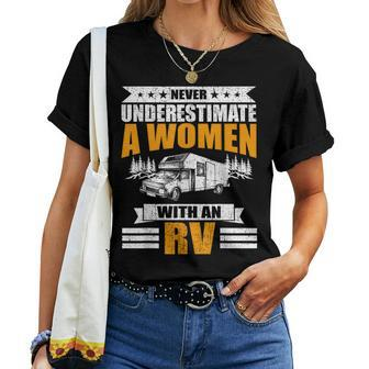 Never Underestimate A With An Rv Camping Women T-shirt - Monsterry AU