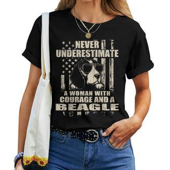 Never Underestimate Woman And A Beagle Usa Flag Women T-shirt - Monsterry