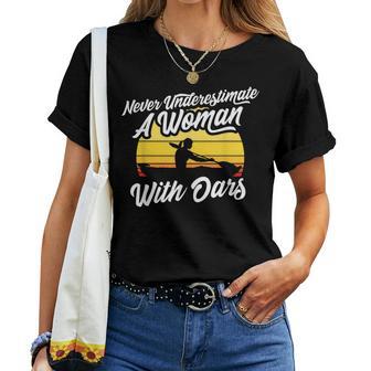 Never Underestimate A Woman With Oars Kayak Canoe Rowers Women T-shirt - Thegiftio UK