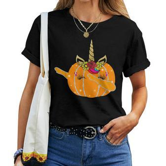 Unicorn Pumpkin Halloween Dab Fall & Autumn Halloween Women T-shirt | Mazezy