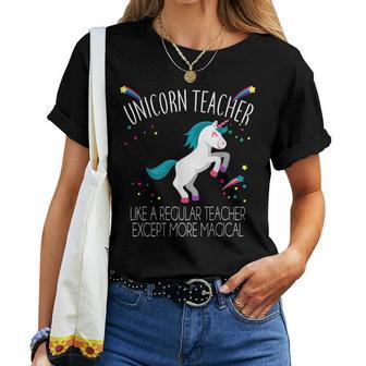 Unicorn Teacher Rainbow Humor School Educator Women T-shirt - Thegiftio UK