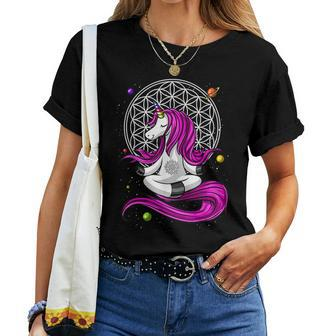Unicorn Zen Yoga Buddha Meditation Magical Girls Women T-shirt | Mazezy