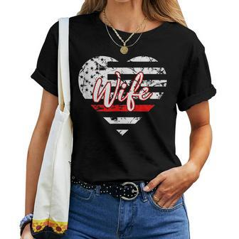 Us Pride Patriotic Firefighter Wife Firefighter Women T-shirt | Mazezy