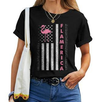 Usa Independence Day July 4Th American Flag Pink Flamingo Flamingo Women T-shirt | Mazezy