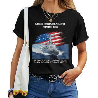 Uss Gonzalez Ddg-66 Destroyer Ship Veterans Day Christmas Women T-shirt Crewneck Short Sleeve Graphic - Thegiftio UK