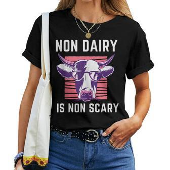 Vegan Friends Not Food Cow Lover Plant Based Dairy Is Scary Women T-shirt Crewneck | Mazezy
