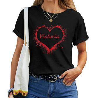 Victoria Bc City Pride Heart Love Strong Community Paint Women T-shirt Crewneck | Mazezy
