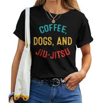 Vintage Coffee Dogs Jiu Jitsu Brazilian Jiu Jitsu Bjj Women T-shirt | Mazezy