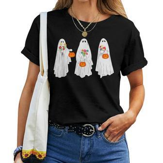 Vintage Cute Ghost Floral Halloween Costume Women T-shirt | Mazezy DE