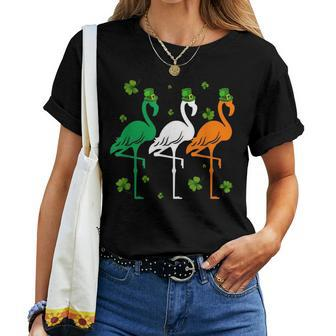 Vintage Flamingo St Patricks Day Lucky Shenanigan Squad Women T-shirt | Mazezy