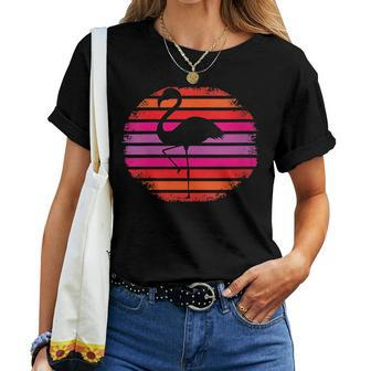 Vintage Flamingo Sunset Retro Summer Vibes Vacation Women T-shirt | Mazezy