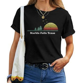 Vintage Marble Falls Texas Sunset Souvenir Print Women T-shirt | Mazezy