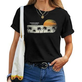 Vintage Mission Beach Ca Ocean Sunset And Palm Trees Women T-shirt | Mazezy