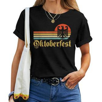 Vintage Oktoberfest German Flag Beer Drinking Women T-shirt - Seseable