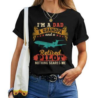 Vintage Proud I'm A Dad A Grandpa And A Retired Pilot Women T-shirt - Monsterry UK