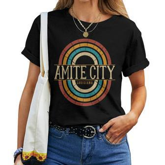 Vintage Retro Amite City Louisiana La Souvenirs Women T-shirt | Mazezy
