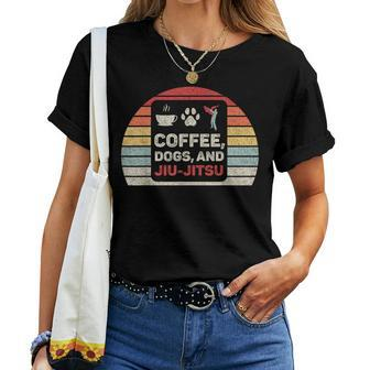 Vintage Retro Coffee Dogs Jiu Jitsu For Bjj Jujitsu Women T-shirt | Mazezy